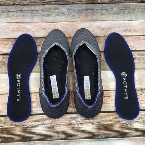 Rothys Size 9.5 The Flat Retired Birdseye Herringbone Round Toe Ballet Flat - Picture 8 of 10